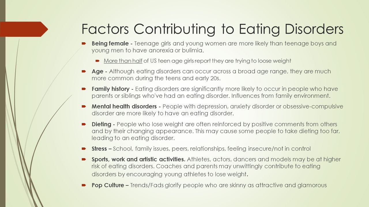The different factors contributing to an eating disorder
